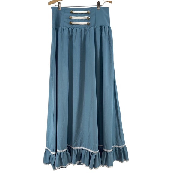 Dresses & Skirts - Blue Maxi Skirt Romantic Prairie Cottagecore Lace Ruffle Ren Faire Whimsigoth